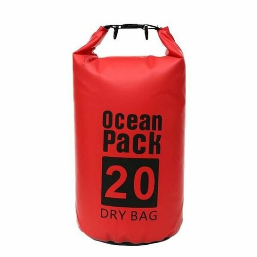 герморюкзак city с объемным карманом 20л пвх трикотаж синий Герморюкзак OCEAN PACK, 20л, В60*Ш37см, ПВХ, цв. красный