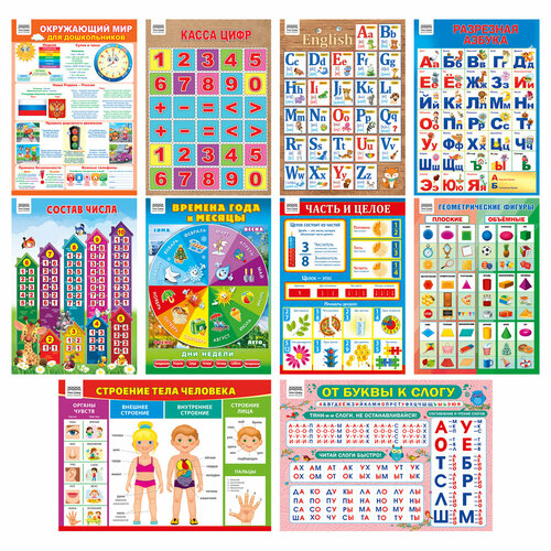 Набор обучающих плакатов ТРИ совы Скоро в школу А4 10 плакатов 748₽