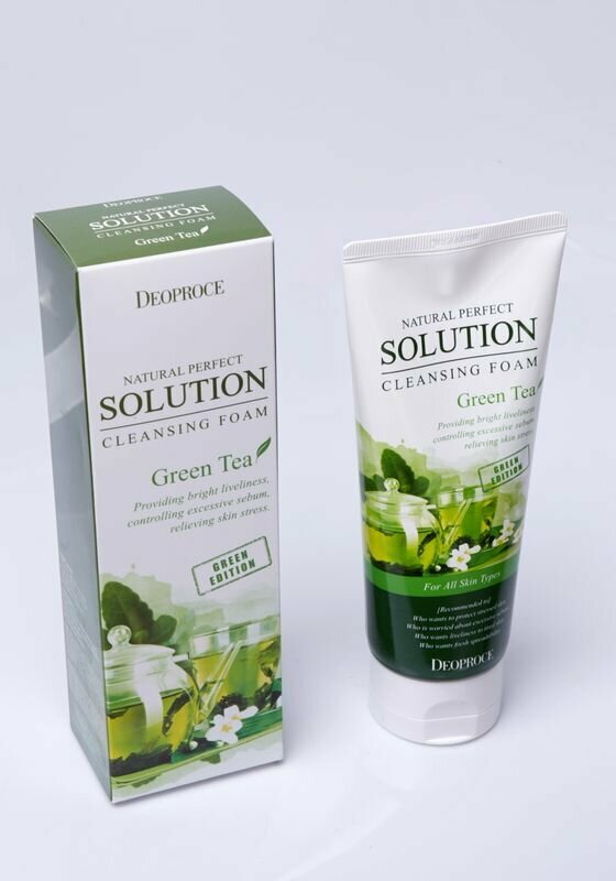 Deoproce Пенка NATURAL PERFECT SOLUTION CLEANSING FOAM GREEN EDITION GREENTEA, 170гр