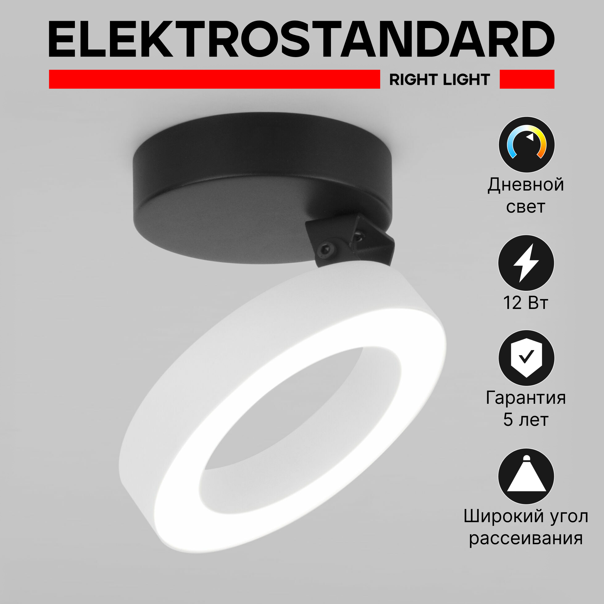 Спот / Накладной светодиодный светильник с поворотным механизмом Elektrostandard Spila 25105/LED, 4200 К, 12 Вт, цвет белый