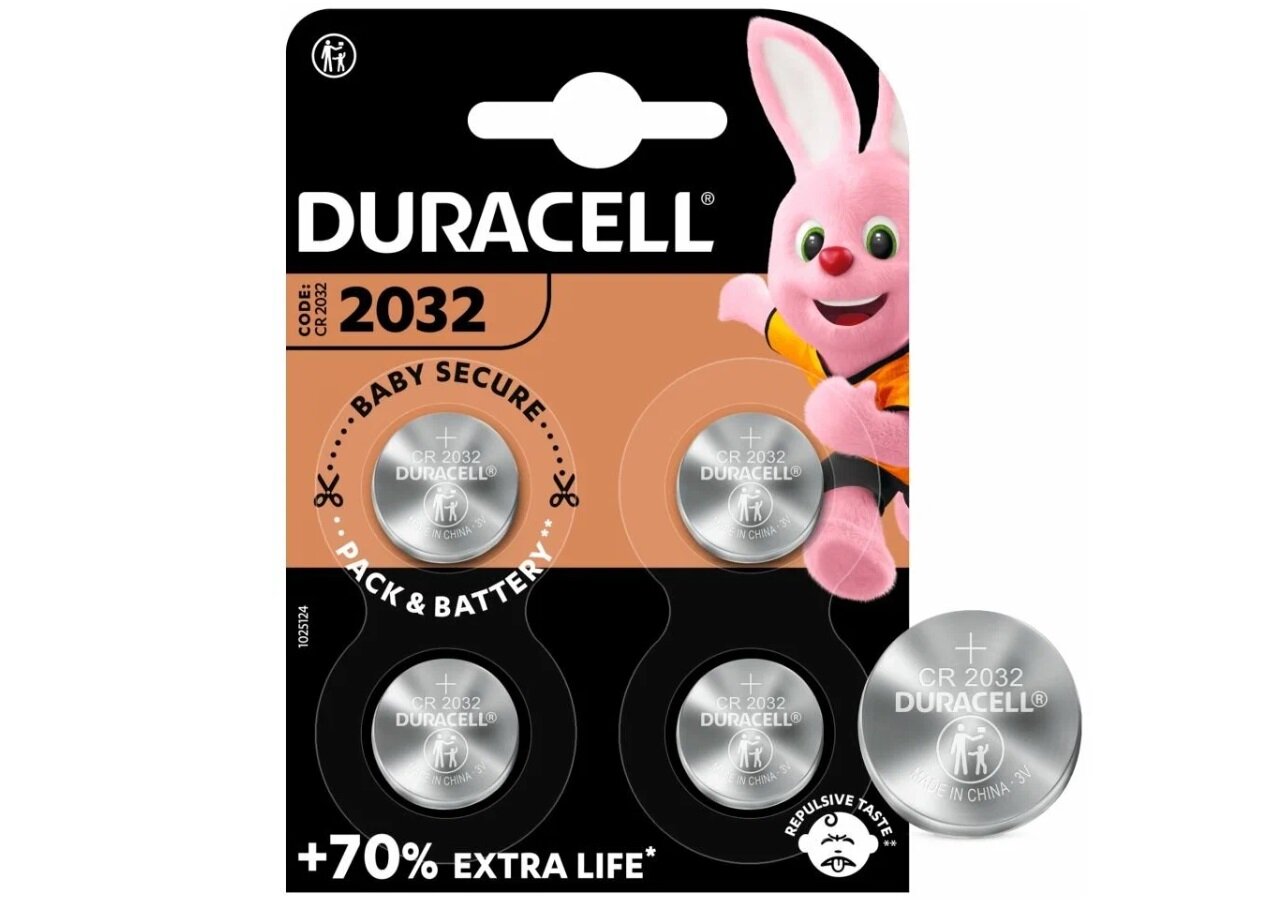 Батарейка Duracell 2032, в упаковке: 4 шт.