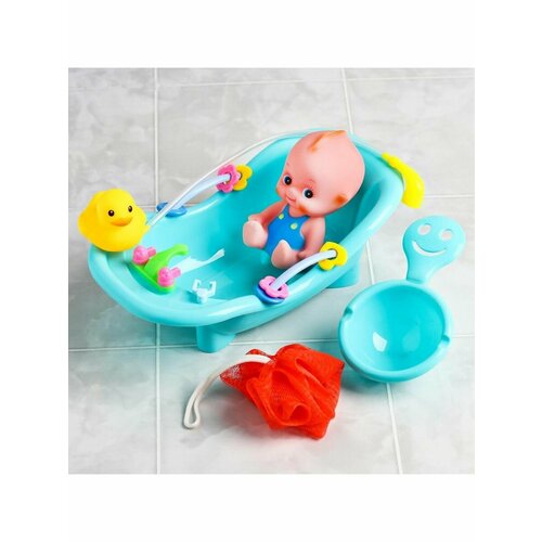 Набор игрушек для купания Пупсик в ванне, 5 предметов, цвет