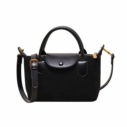 Сумка кросс-боди ECS, фактура бархатистая, гладкая, черный