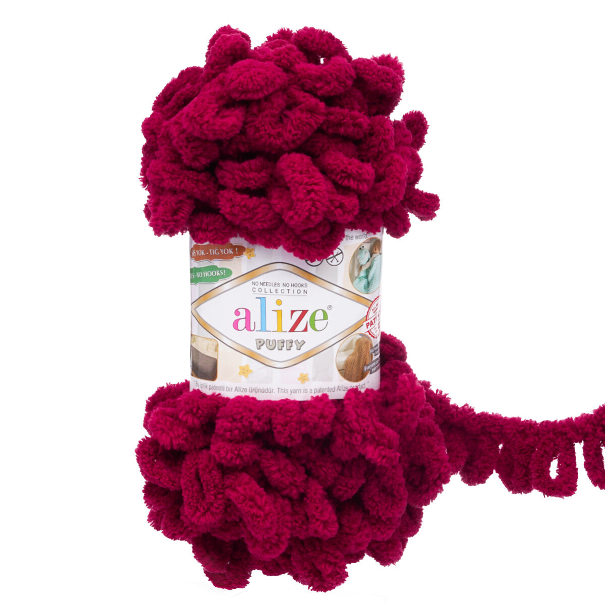 Пряжа для вязания Alize 'Puffy' 100г 9м (100% микрополиэстер) (107 фуксия), 5 мотков