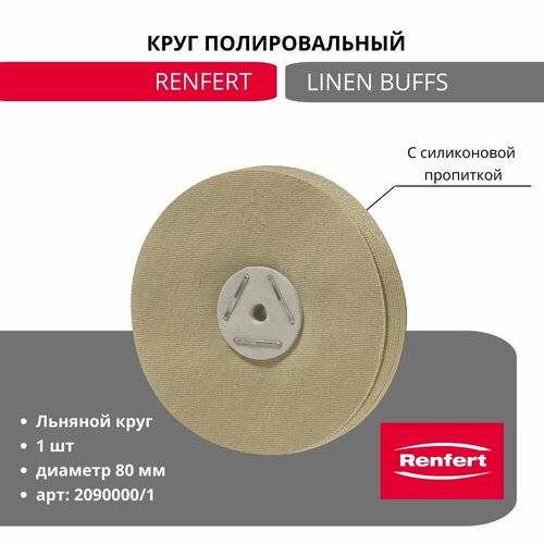 Полотняный круг с силиконовой пропиткой Renfert Linеn buffs siliсоnisеd, 80mm 2090000, 1шт