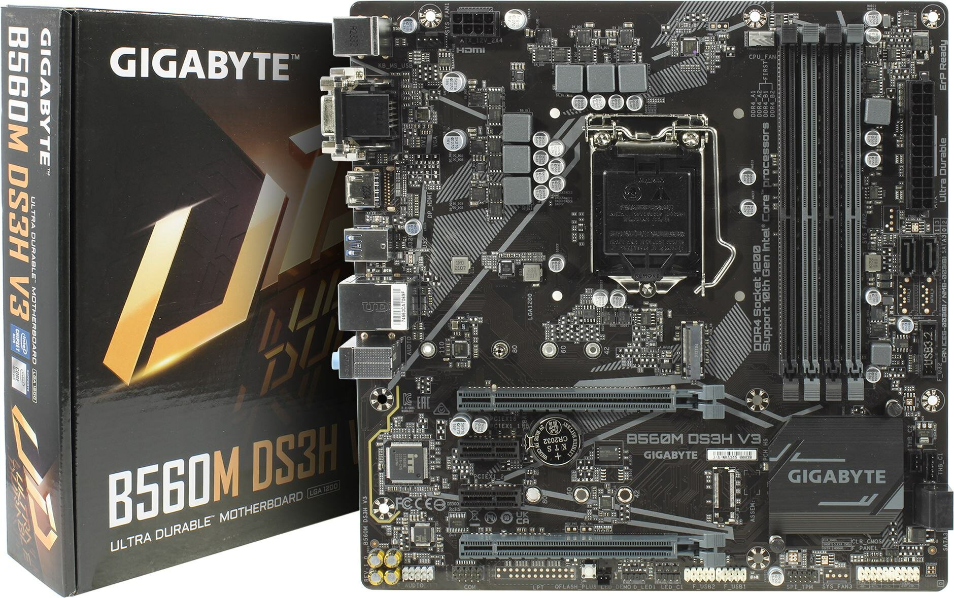 Материнская плата Gigabyte B560M DS3H V3, Socket 1200, Intel H470, mATX