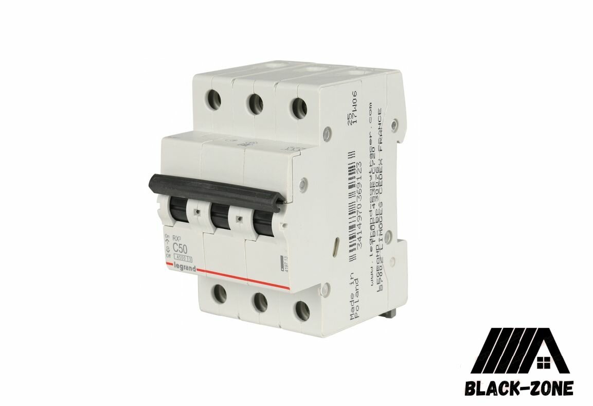 Автоматический выключатель Legrand 3p RX 50А, 4500 кА, тип С. 419713 Франция