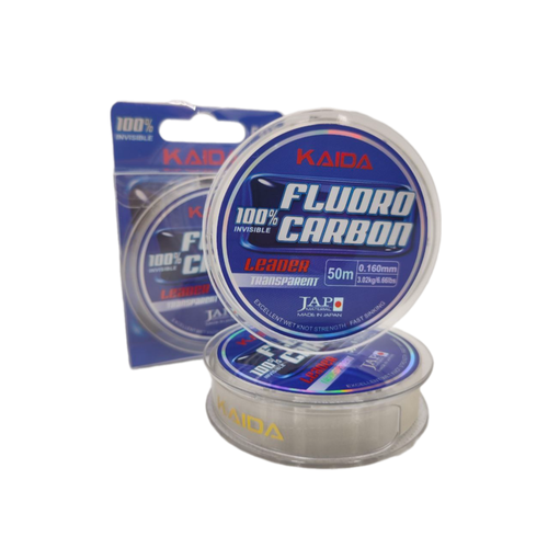 Леска поводковая fluorocarbon каида 50м 0.16мм 3.02 кг.