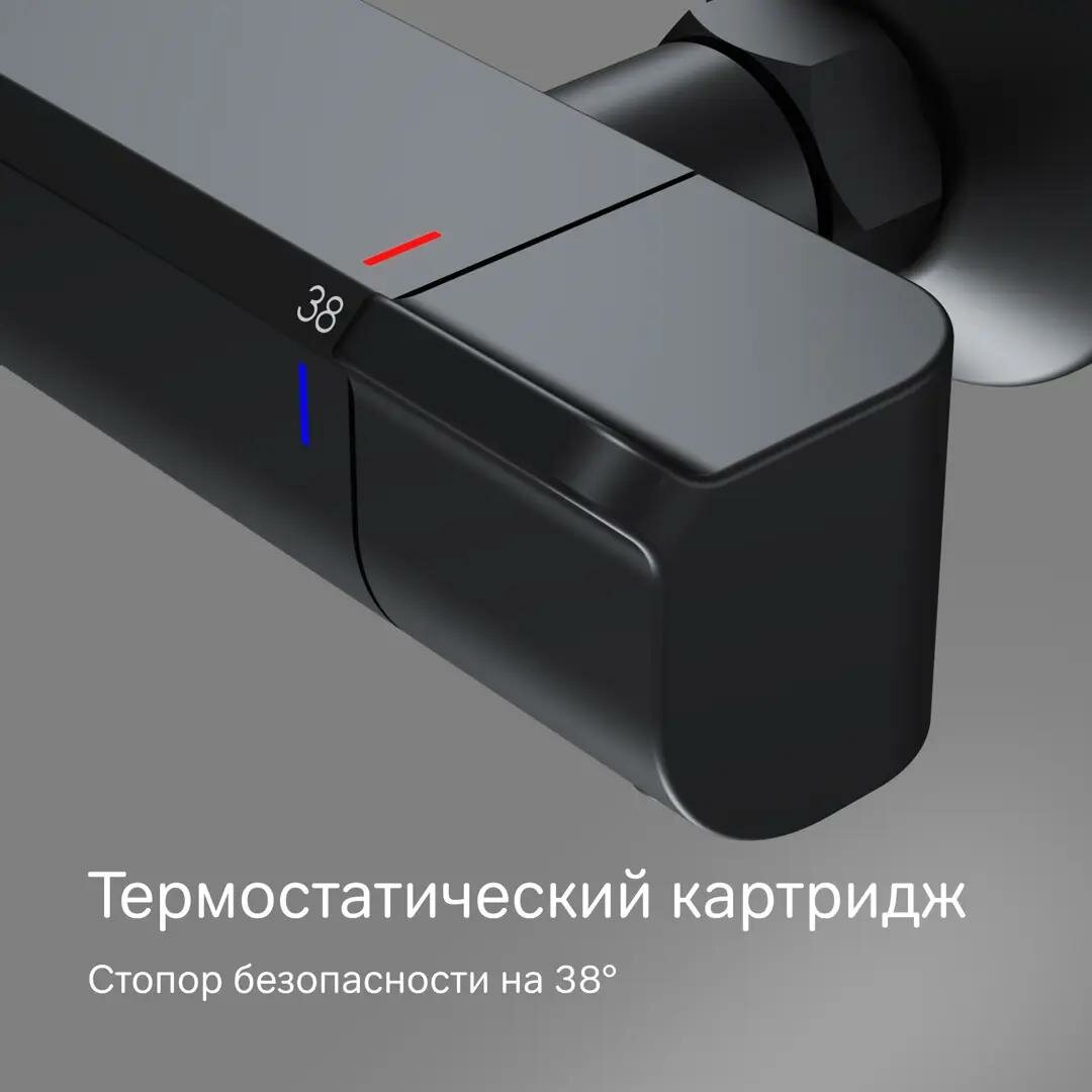 Смеситель термостатический AM.PM Flash F9H50022 с изливом цвет черный матовый - фото №4