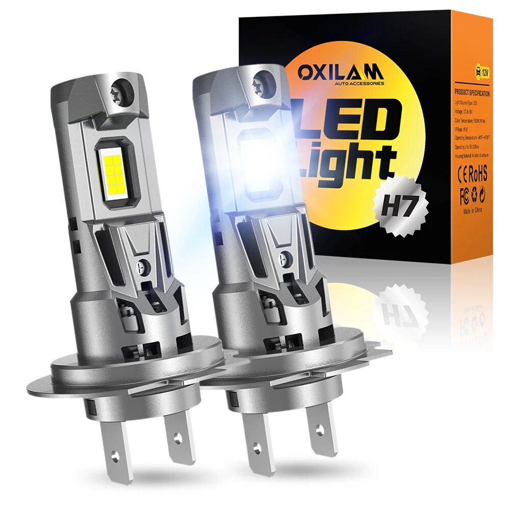 OXILAM 2 шт. H7 Led Turbo лучшие светодиодные лампы H7 для автомобиля Kia VW Mercedes W210 Benz Ford Focus MK3 C6 6500K белый 12 В, H7