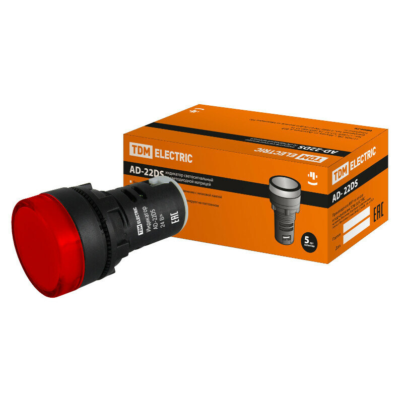 Лампа TDM AD-22DS(LED), матрица d22мм, 24В, AC/DC, красный