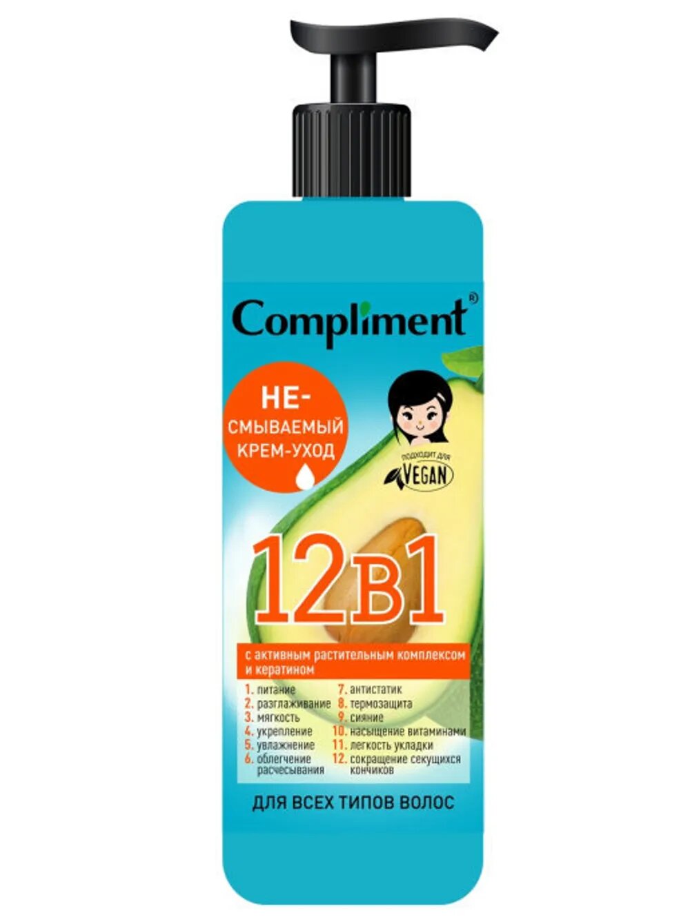 Compliment Несмываемый кремуход для всех типов волос 12 в 1 400 мл
