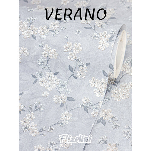 фото Обои виниловые флизелиновые, цветочки мелкие на серой штукатурке, verano (flizelini, 1966-21)