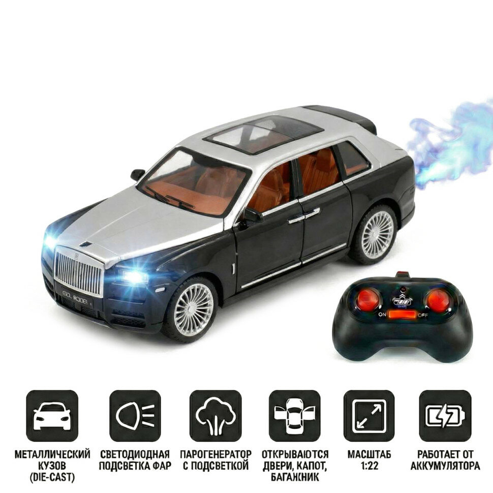 Радиоуправляемая металлическая машина Rolls-Royce Cullinan 1:22 - HCL-3806-BLACK