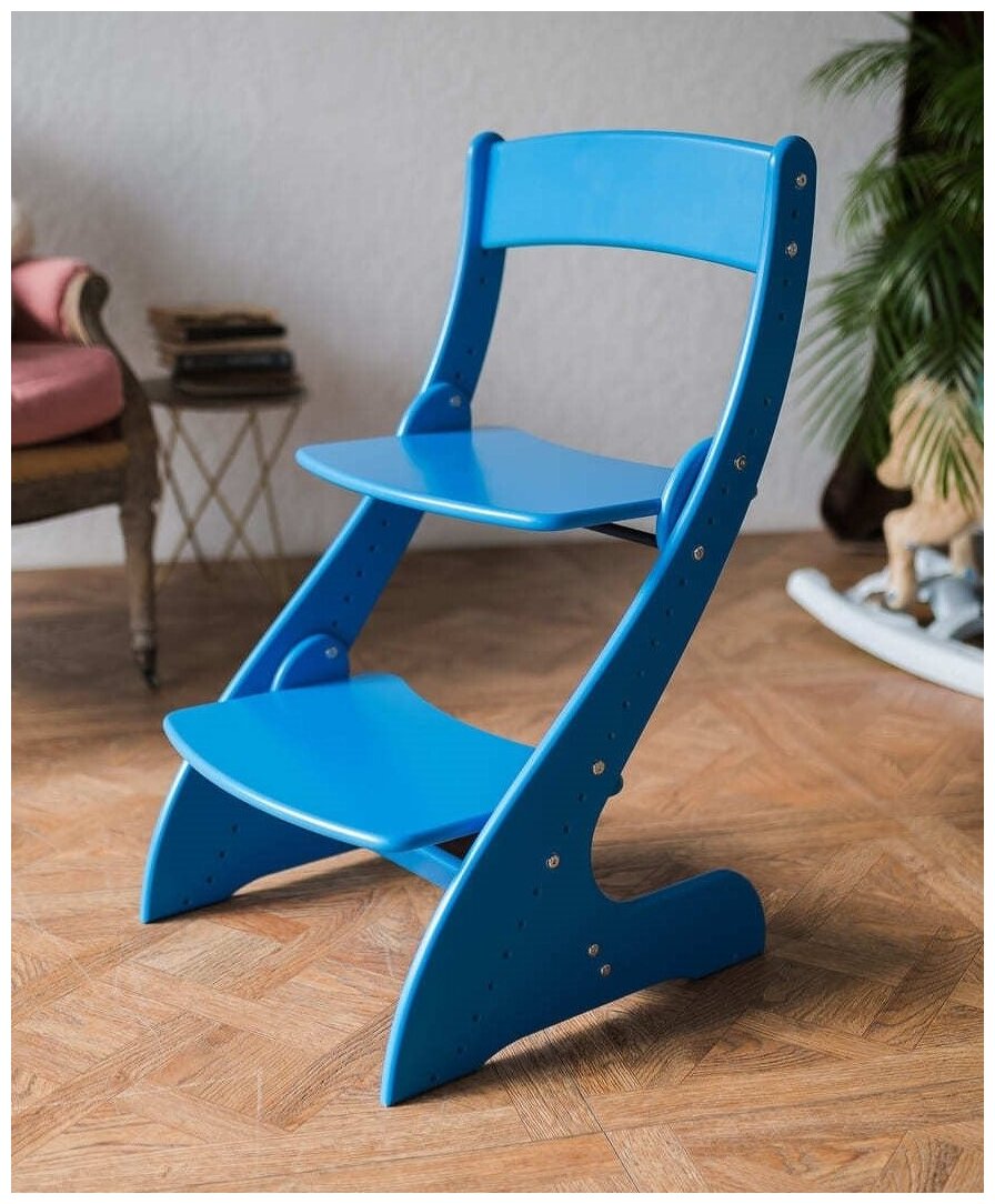 Растущий стул детский для школьника Друг Кузя, модель Павлин, синий