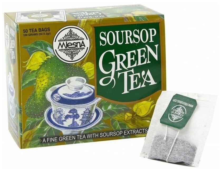 Чай зеленый Mlesna с ароматом саусепа (саусэпа) в пакетиках, 50шт. * 2гр. - фотография № 3