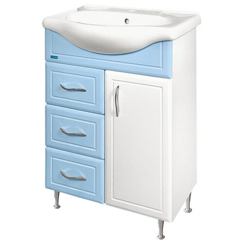 Тумба-комплект СаТЭМ-Нева с раковиной 60см 3 ящ Ф3 голубая Л