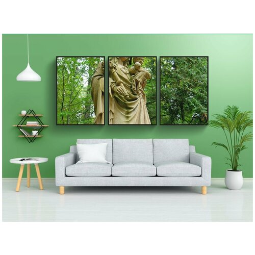 фото Набор модулных постеров для интерьера "лес, статуя, природа" 60x90 см. в тубусе, без рамки lotsprints