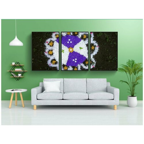 фото Набор модулных постеров для интерьера "pookkalam, цветочные ранголи, онам" 60x90 см. в тубусе, без рамки lotsprints