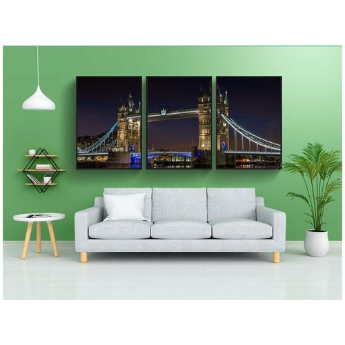 фото Набор модулных постеров для интерьера "тауэрский мост, мост, ночь" 60x90 см. в тубусе, без рамки lotsprints