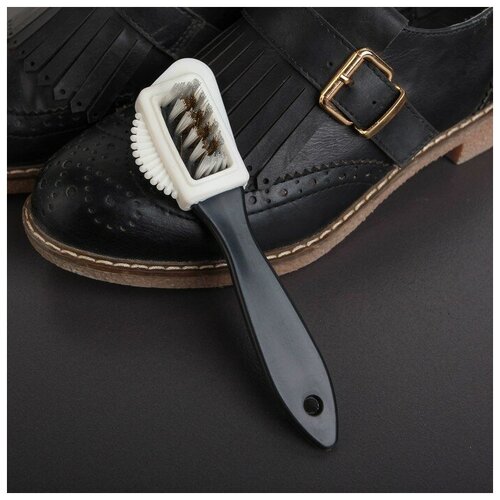 Щётка для обуви тройная замша нубук велюр 154 см цвет чёрный 156₽