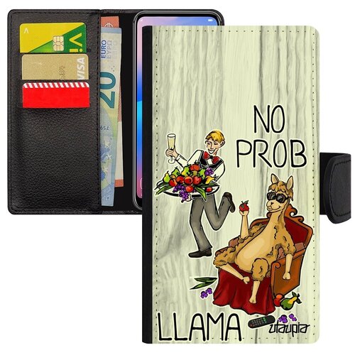 фото Противоударный чехол-книжка на смартфон // samsung galaxy s7 // "no prob lama" смешной прикол, utaupia, светло-серый