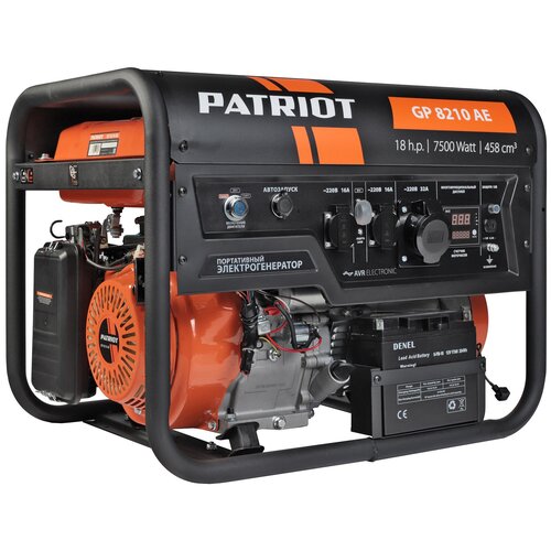 Бензиновый генератор PATRIOT GP 8210AE, (7500 Вт) бензиновый генератор patriot gp 3810l 3000 вт