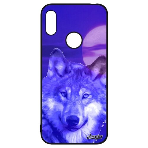 фото Дизайнерский чехол на смартфон // huawei y6 2019 // "дикий волк" wolf хищник, utaupia, фиолетовый