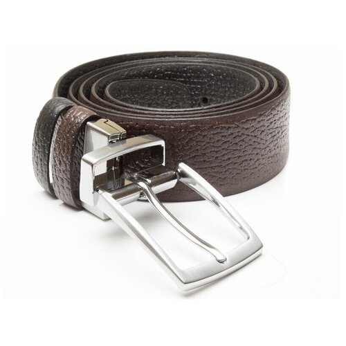 фото Кожаный ремень, favorit, двухсторонний, 35 мм, темно-коричневый с тиснением и коричневый с тиснением