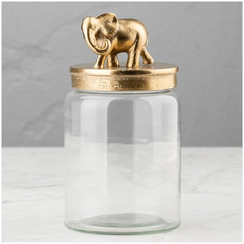 Ёмкость для хранения Decorative Jar With Elephant Figure Gold
