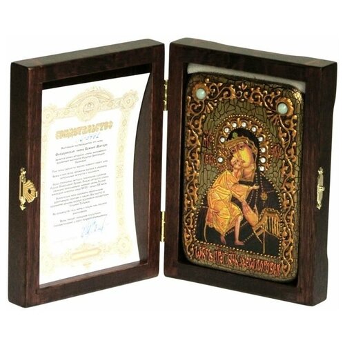 Настольная икона Феодоровская икона Божией Матери на мореном дубе 10*15см 999-RTI-120-2m