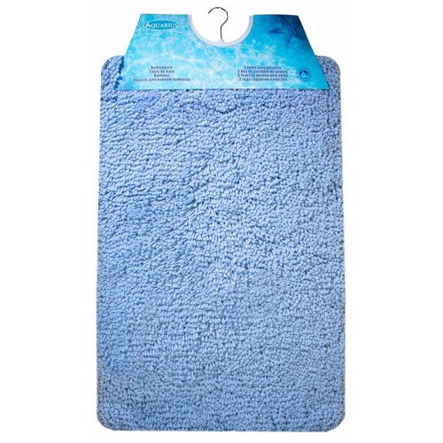 фото Коврик для ванной комнаты aquarius shaggy 6х9 см ворсовый голубой нет бренда