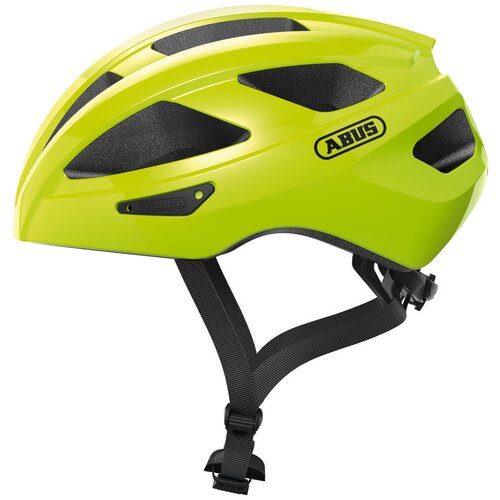 фото Шлем велосипедный macator m(52-58см) с регулировкой, 300гр, 13 отв, сетка от насекомых, signal yellow желтый abus