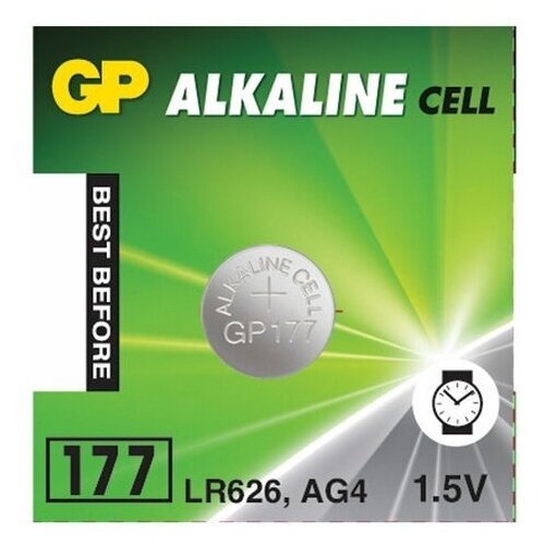 Батарейка GP Alkaline Cell 177 LR626, в упаковке: 1 шт. набор алкалиновых батареек космос g4 l626 lr66 177 377 блистер 10 шт