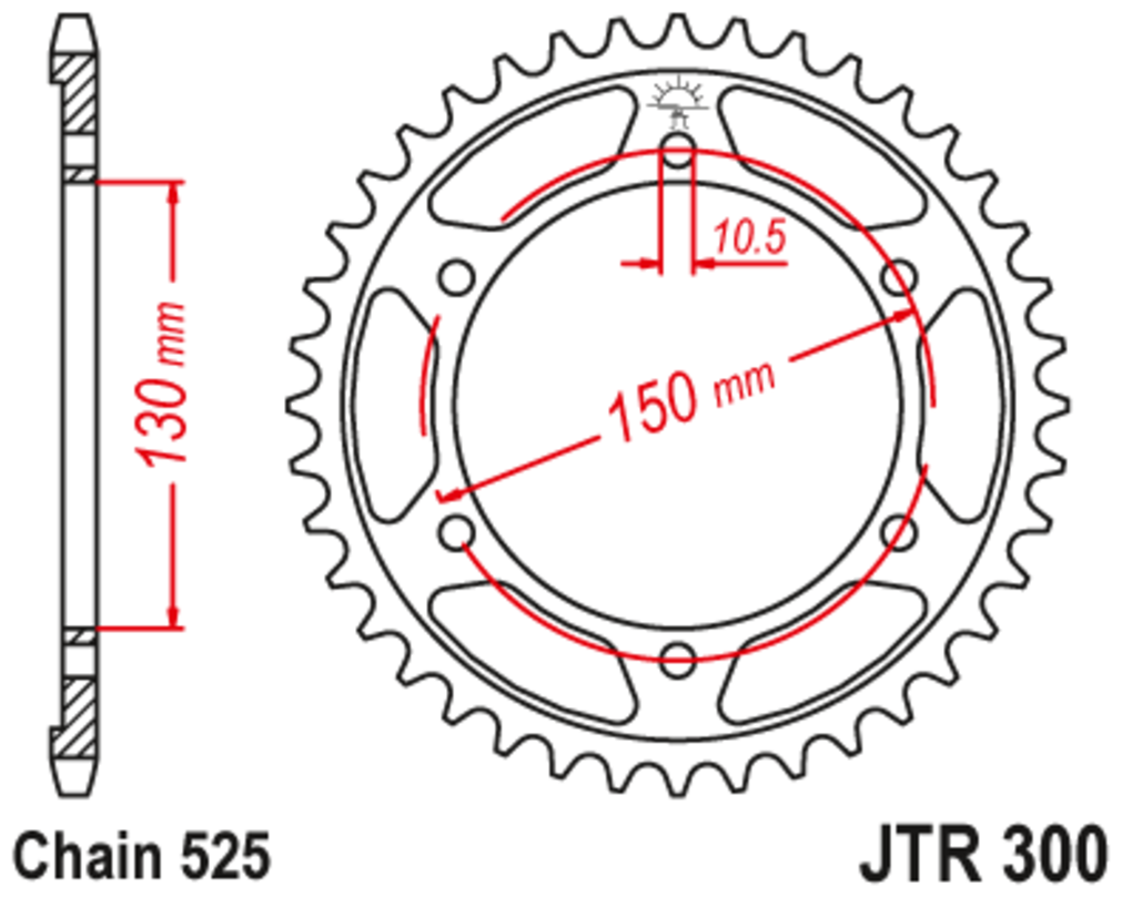 Звезда задняя (ведомая)(сталь) JT 300.47