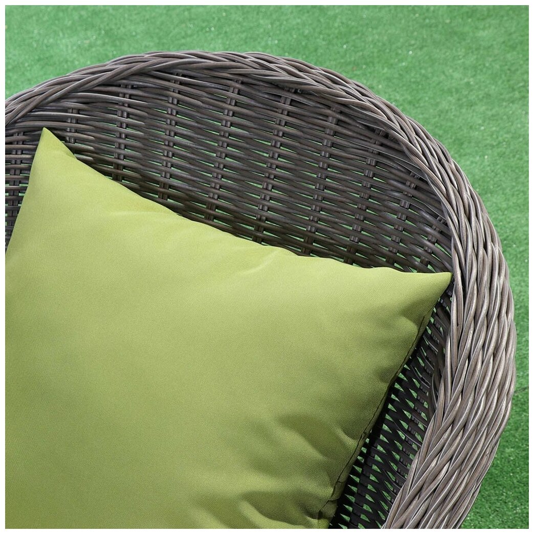 Мебель садовая Green Days, Элит Премиум, серая, стол, 118х118х75 см, 4 кресла, подушка зеленая