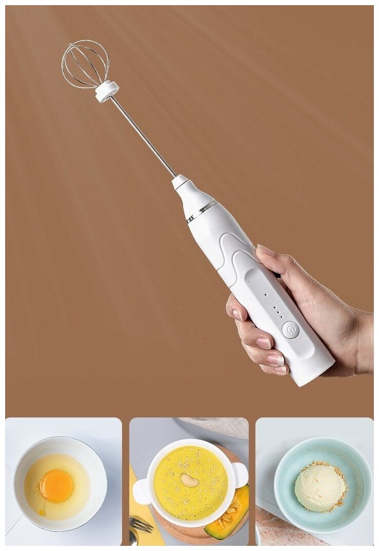Капучинатор 2 в 1 , вспениватель для молока , для капуччино и латте , для яиц USB - фотография № 6