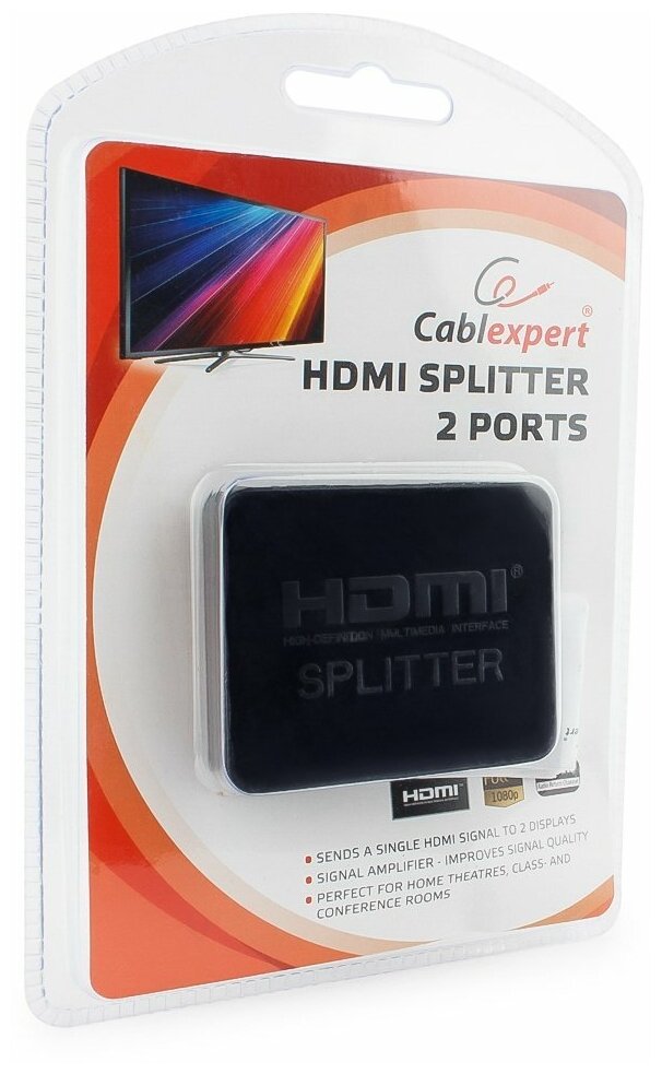 Cablexpert DSP-2PH4-03 Разветвитель HDMI Cablexpert DSP-2PH4-03, HD19F/2x19F, 1 компьютер => 2 монитора, Full-HD, 3D, 1.4v - фото №2
