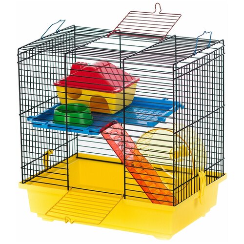 Клетка для грызунов Inter-Zoo G014 Teddy I с пластиковыми цветными аксессуарами 37 х 25 х 38,5 см (1 шт)