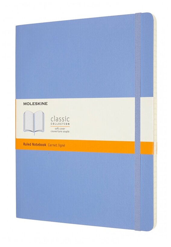 Блокнот Moleskine Classic Soft, 192стр, в линейку, мягкая обложка, голубая гортензия [qp621b42]