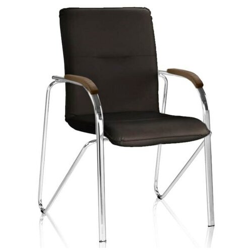 фото Samba (самба) chrome стул (кожзам v-19, коричневый + дерево 1.031, темный орех) nowy styl