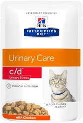 Влажный корм для кошек Hill's Prescription Diet C/D Multicare, профилактика МКБ при стрессе, с курицей 12 шт. х 85 г (кусочки в соусе)