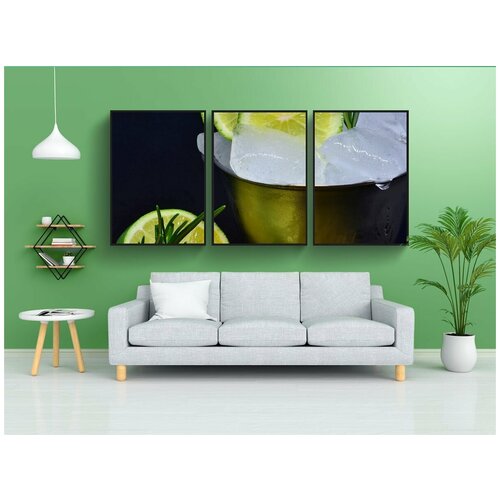 фото Набор модулных постеров для интерьера "кубики льда, мороженое, лайм" 60x90 см. в тубусе, без рамки lotsprints