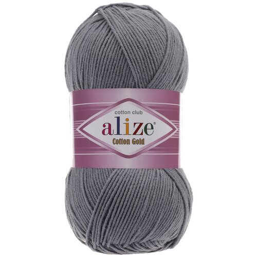 фото Пряжа alize cotton gold, 55 % хлопок, 45 % акрил, 100 г, 330 м, 1 шт., 87 угольный серый