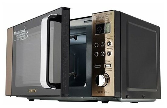 СВЧ Centek CT-1584 GOLD 700W. 20л. 8 режимов, хромированные переключатели, таймер, подсветка - фотография № 2