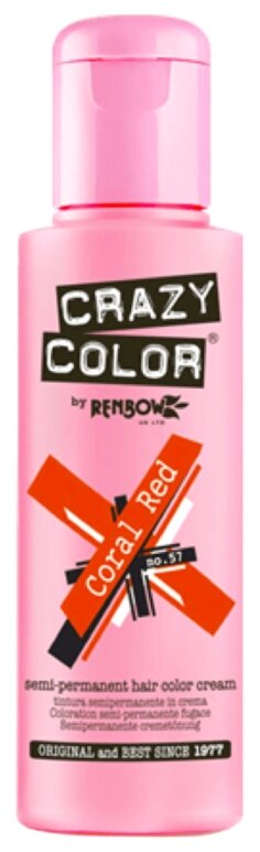 Crazy Color Краситель прямого действия Semi-Permanent Hair Color Cream, 57 coral red, 100 мл