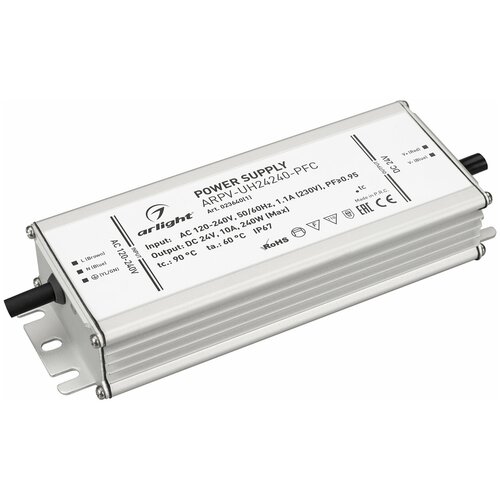 Блок питания ARPV-UH24240-PFC (24V, 10.0A, 240W) (Arlight, IP67 Металл, 7 лет) блок питания arlight arpv uh24240 pfc 0 10v 24v 10 0a 240w