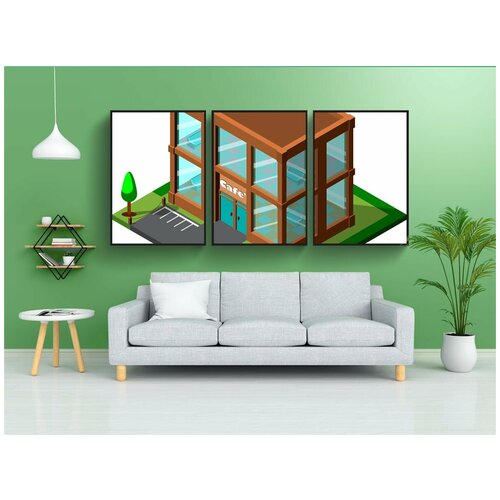 фото Набор модулных постеров для интерьера "бар, кофе, изометрические" 60x90 см. в тубусе, без рамки lotsprints