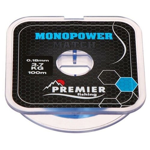 Леска Preмier fishing MONOPOWER мatch, диаметр 0.18 мм, тест 3.7 кг, 100 м, голубая