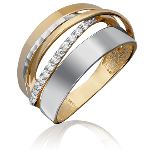 PLATINA jewelry Кольцо из комбинированного золота с фианитом 01-5239-00-401-1121-42, размер 16